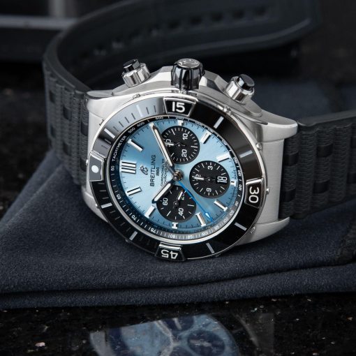 Super Chronomat B01 44 Chronograph Steel Platinum Rubber Blue