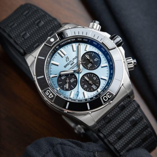Super Chronomat B01 44 Chronograph Steel Platinum Rubber Blue