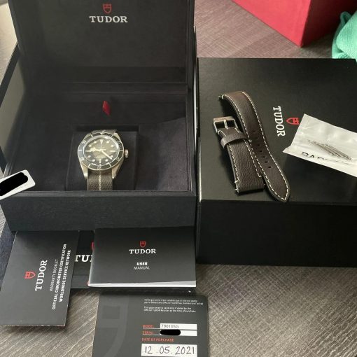 Tudor Black Bay 58925 Silver Case 200M Leather NATO Grey Brown