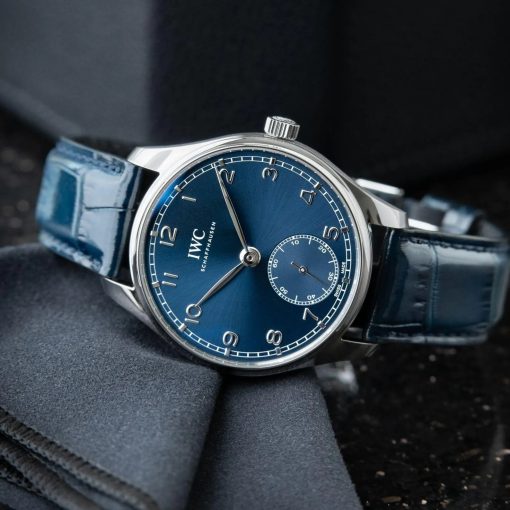 Vintage IWC Portuguese Automatic Portugieser Automatic 40mm Blue Dial Steel Leather Set IW358305