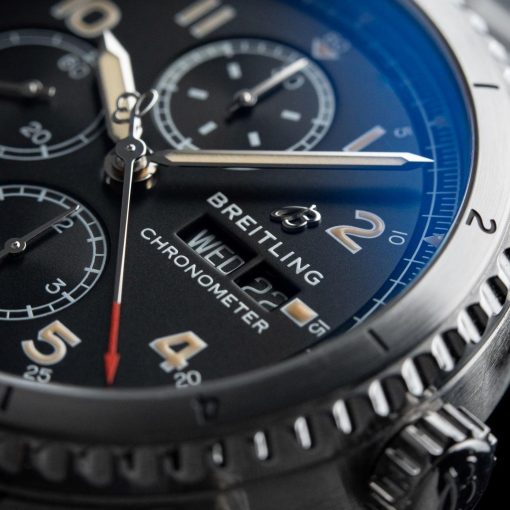 Breitling Aviator 8 UNWORN Chronograph Day Date Black Dial Steel Bracelet 43mm