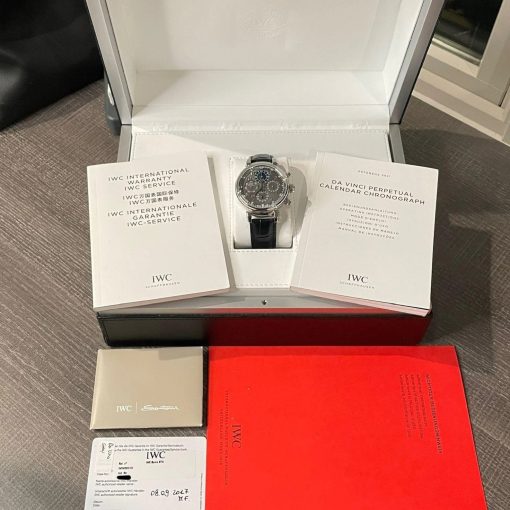 IWC Da Vinci Perpetual Calendar Chronograph Moonphase Grey Dial Steel Set 43mm