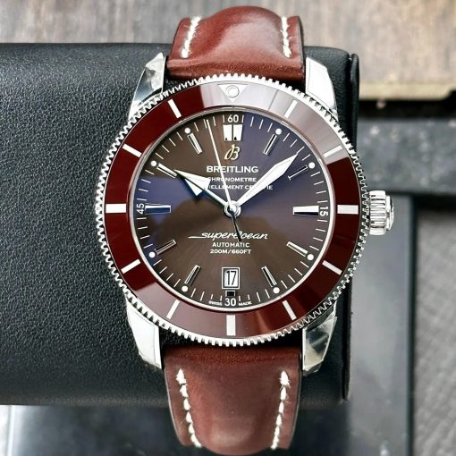 Breitling Superocean Heritage II 46 Brown Dial Ceramic Steel Leather