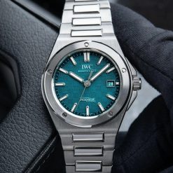 Vintage Watches IWC Ingenieur Green Aqua Blue Dial Date Steel Bracelet Automatic 40