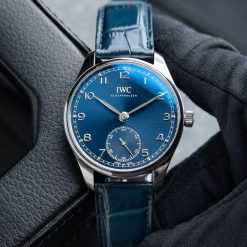 Vintage IWC Portuguese Automatic Portugieser Automatic 40mm Blue Dial Steel Leather Set IW358305