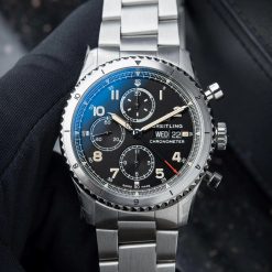 Breitling Aviator 8 UNWORN Chronograph Day Date Black Dial Steel Bracelet 43mm