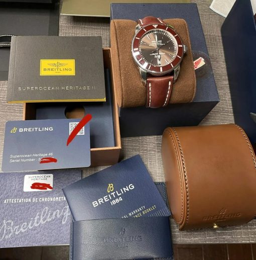 Breitling Superocean Heritage II 46 Brown Dial Ceramic Steel Leather
