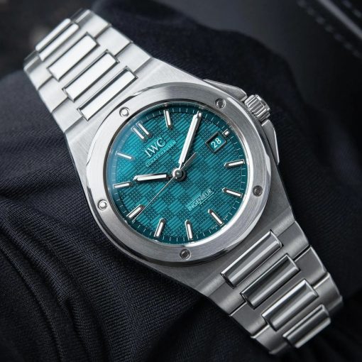 Vintage Watches IWC Ingenieur Green Aqua Blue Dial Date Steel Bracelet Automatic 40