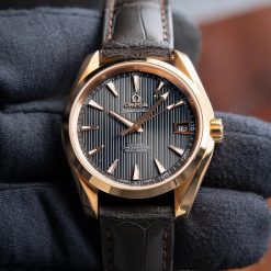 Omega Seamaster Aqua Terra 150M Co-Axial Red Gold Brown Leather Strap 38.5